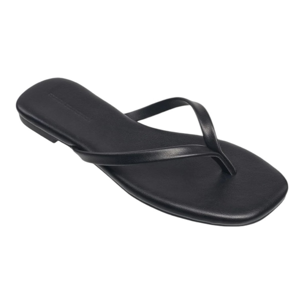 FRENCH CONNECTION Black Morgan Vegan Leather Slip On Thong Sandals 9 NWT